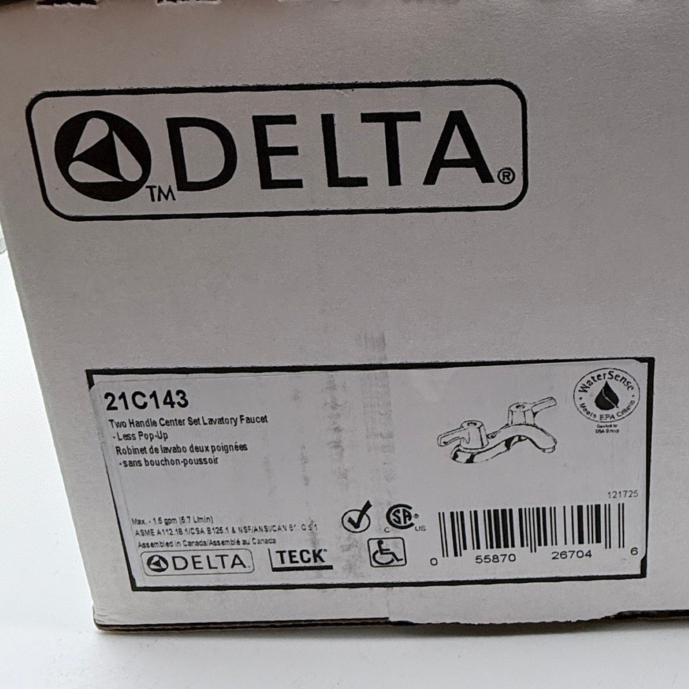Delta Utility Faucet 4 Inch Chrome Commercial Grade Two Handle Lever 21C143